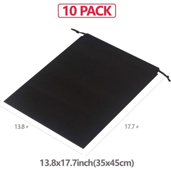 Set of 10 Jumbo Shoe Bags for Travel Non-Woven with Rope for Men and Women - Picture 2 of 7